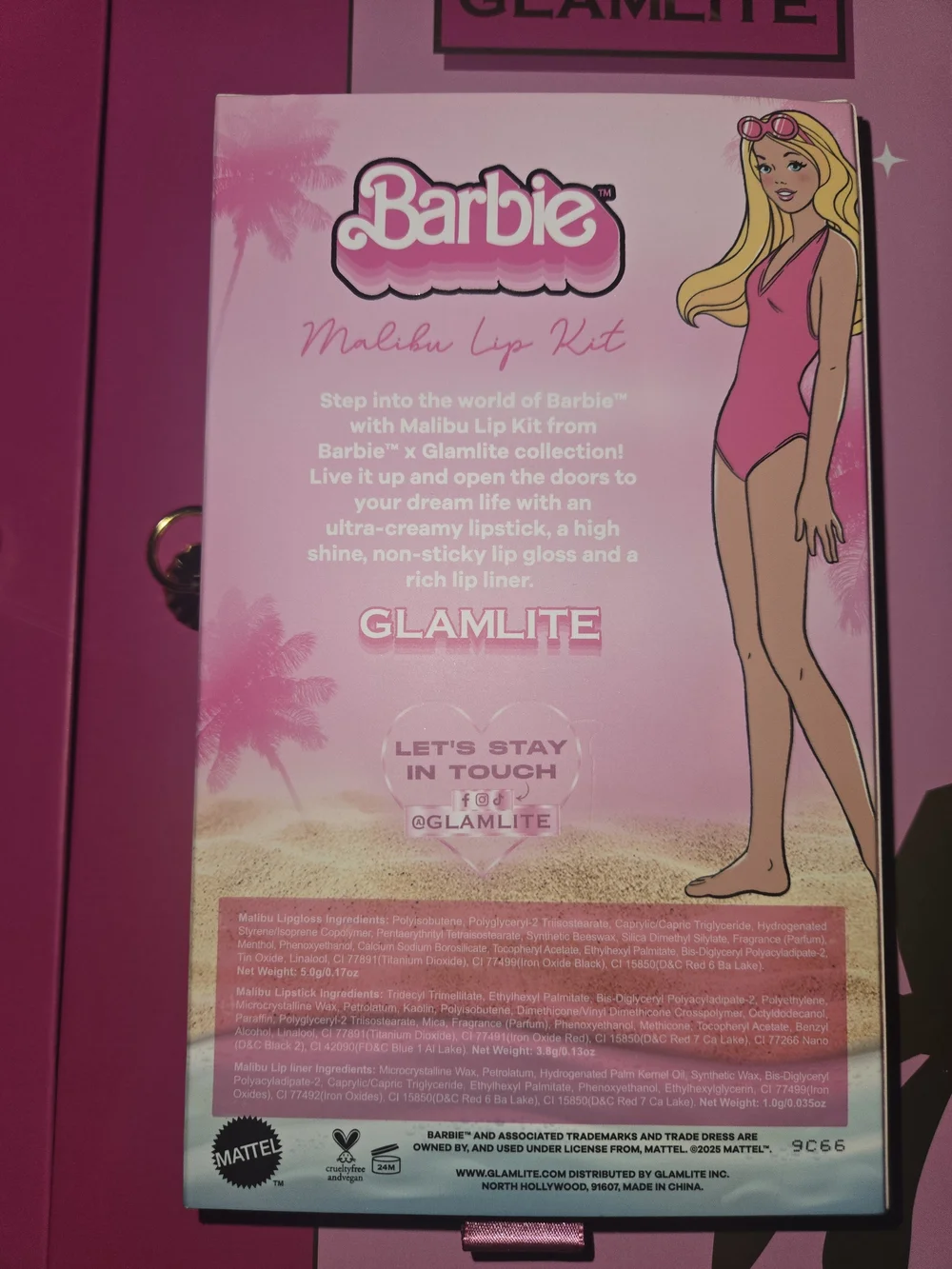 GlamLite Barbie Malibu Lip Kit — Soft Pink